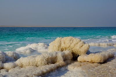 Scenic view of sea against clear sky