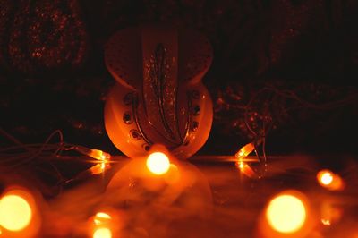 Close-up of illuminated christmas lights