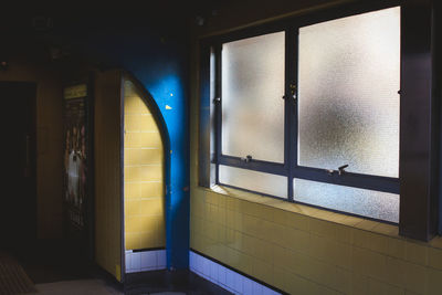 Close-up of translucent window in building