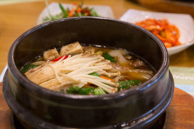 Close-up of soup in bowl