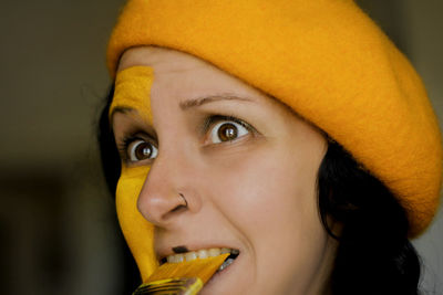 Close-up portrait of beautiful young woman