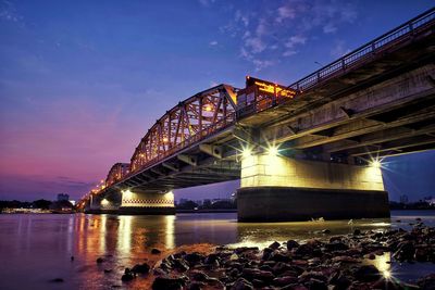 Low angle view of bridge over river against sky