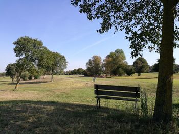 Empty bench in park