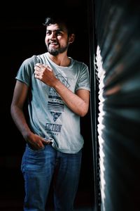 Young man looking at camera