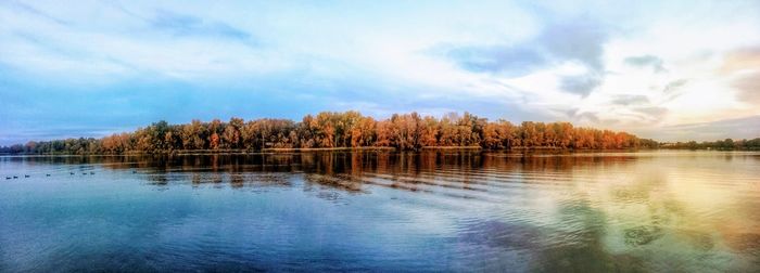 Scenic view of lake against sky