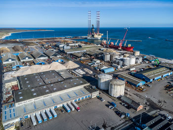 Aerial photo of grenaa harbour, denmark