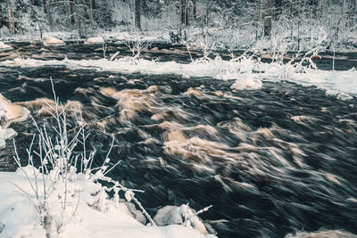 Scenic view of snow covered land