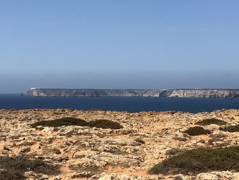 Scenic view of sea against clear sky