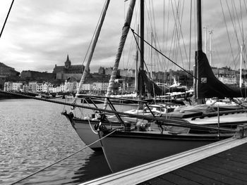 View of harbor with city in background