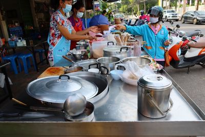 High angle view of people in restaurant