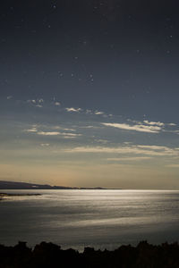 Scenic view of sea against sky at night