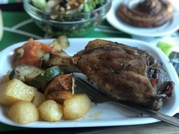 High angle view of meal served in plate