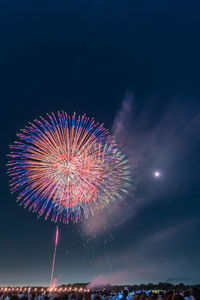 Firework display at night