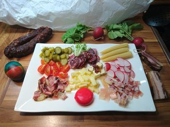 Close-up of breakfast on table