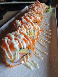 High angle view of dessert in plate