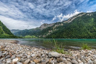 Scenic view of lake against sky