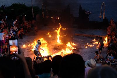 Group of people at bonfire