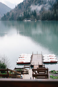 Natural landscape sea misty mountains outdoors