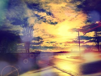 Scenic view of sunset over river