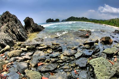 High angle view of townscape against sky