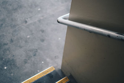 High angle view of metal container