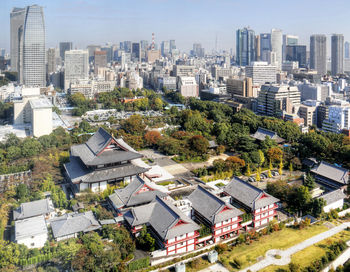 Cityscape against clear sky