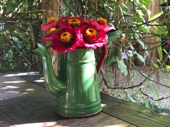 Close-up of flower vase on table