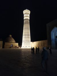 Low angle view of tower at night