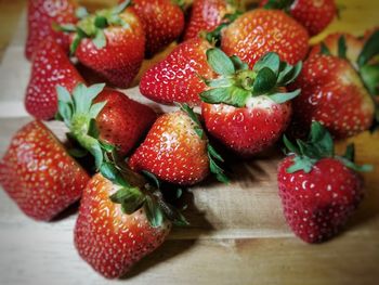 Close-up of strawberries on table