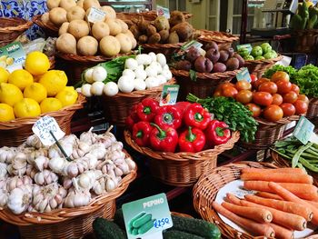 Vegetables for sale in market stall