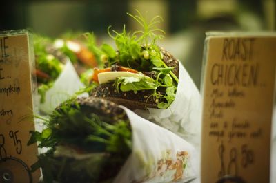 Close-up of sandwiches