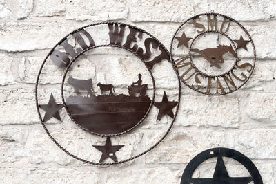 Close-up of clock on wall