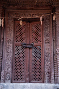 Close-up of closed door of building