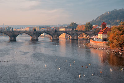 View of bridge over river against sky