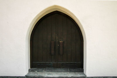 Closed door of building