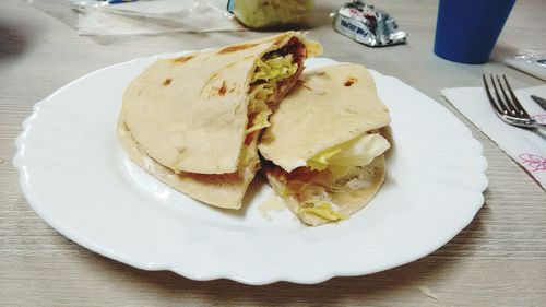 Close-up of served food in plate