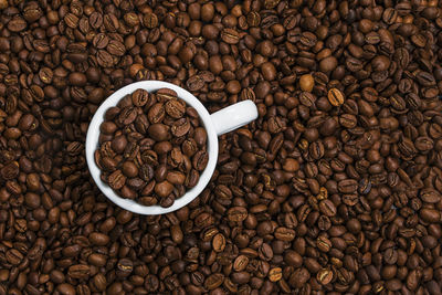 High angle view of coffee beans