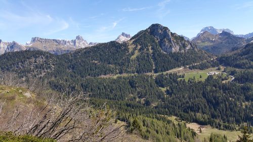 Panoramic view of landscape and mountains against sky