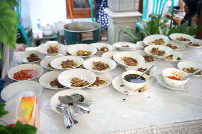 High angle view of food on table