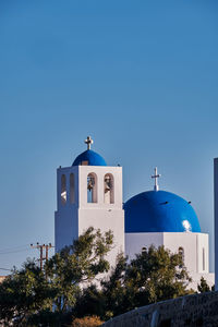 Church of agios gerasimos with its blue dome - santorini, greece