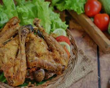 Close-up of food on table