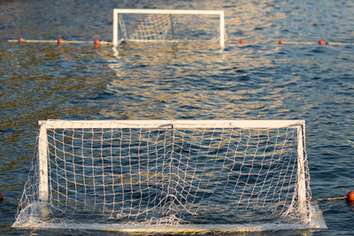 Close-up of soccer ball in sea