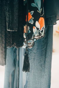Close-up of clothing hanging outdoors