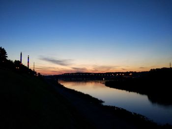 Scenic view of river against sky during sunset