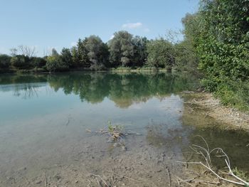 Scenic view of lake against sky