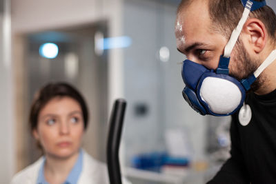 Portrait of female doctor wearing protective mask