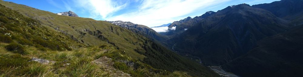 Panoramic view of mountains against sky