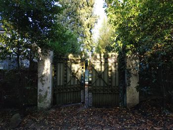 Entrance of gate in park during autumn