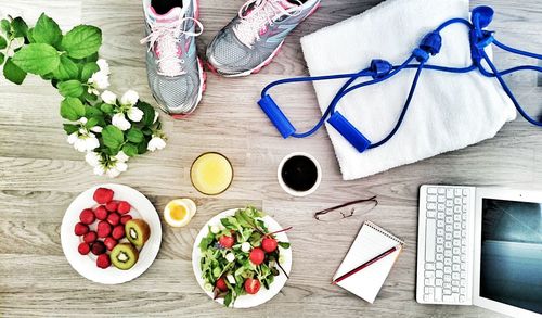 High angle view of food