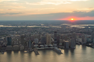 Beautiful sunset over jersey city